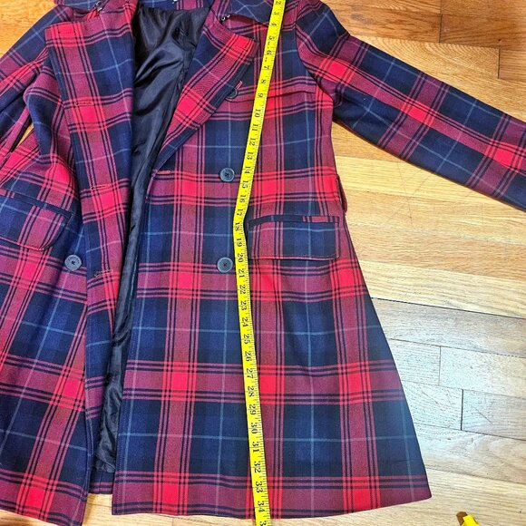 Woman's American Living preppy plaid academia button up long sleeve overcoat S - Picture 11 of 13